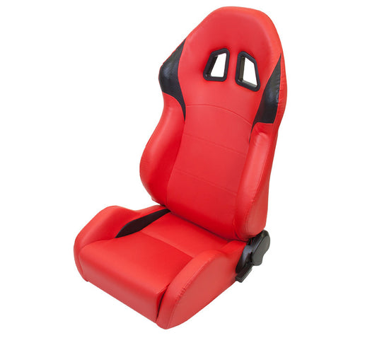 NRG Ferrari XM2 Style Seat PVC Leather Red/Black Trim (Left & Right) - Pair