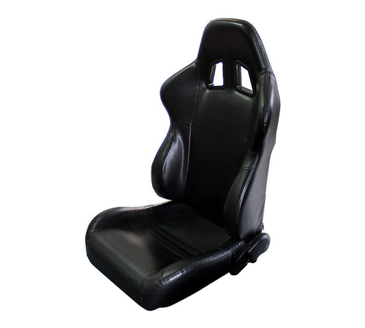 NRG Ferrari XM2 Style Seat PVC Leather Black/Black Stitch (Left & Right) - Pair