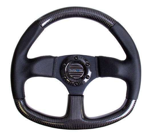 NRG Carbon Fiber Series Steering Wheel Carbon Fiber/Air Leather (320mm) Flat Bottom