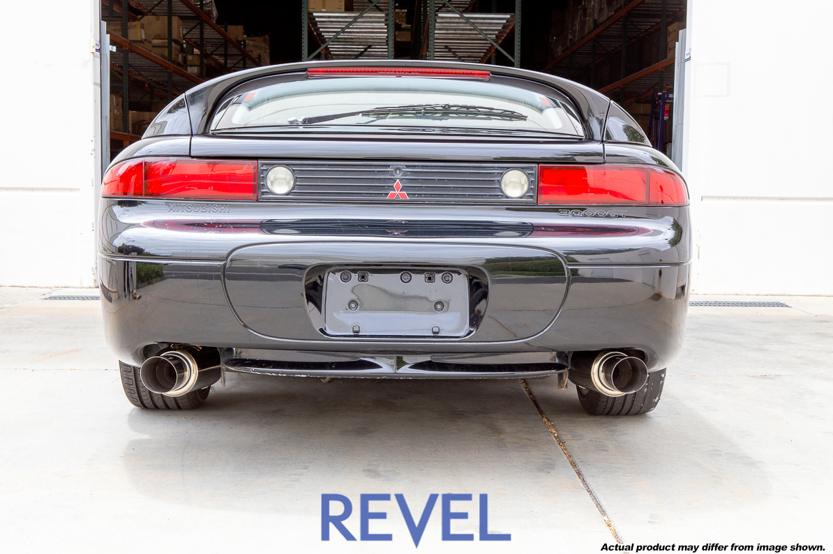 Revel Medallion Touring S Dual Muffler 1990-1999 Mitsubishi 3000GT VR4 Single Wall Blue Tip, Includes Baffle/Silencer