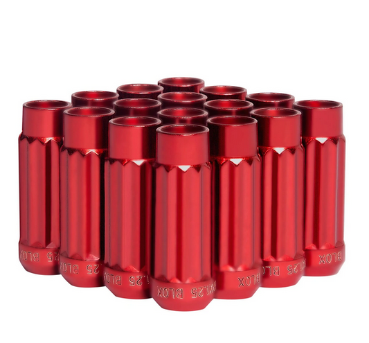 BLOX Racing 12-Sided P17 Tuner Lug Nuts 12x1.25 - Red Steel - Set of 16