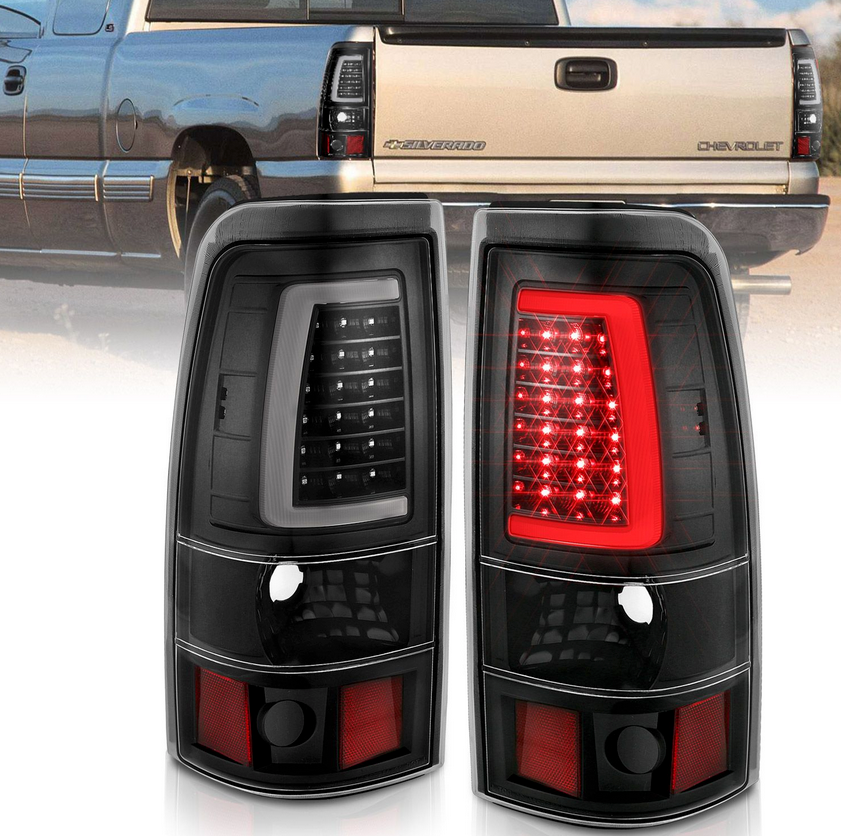 Anzo 2003-2006 Chevy Silverado 1500-2500-3500  SINGLE REAR WHEEL / 07 CLASSIC SINGLE REAR WHEEL LED TAIL LIGHT PLANK STYLE IN BLACK HOUSING (DOES NOT FIT DUALLY MODELS)