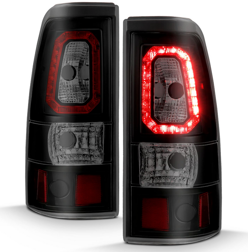 Anzo 2003-2006 Chevy Silverado 1500-2500-3500 SINGLE REAR WHEEL LED TAIL LIGHTS PLANK STYLE IN BLACK HOUSING WITH SMOKE LENS (DOES NOT FIT DUALLY MODELS)