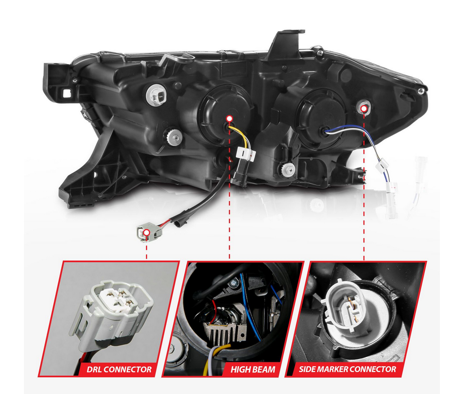 2016-2022 Toyota Tacoma Black Full LED Projector Plank Style Headlights w/ Initiation Feature & Sequential