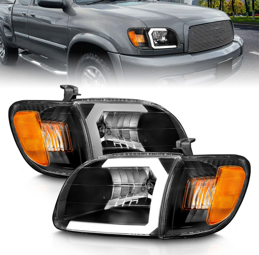 2000-2004 Toyota Tundra Crystal Plank Style Headlights with Corner Lights (2 Pieces)