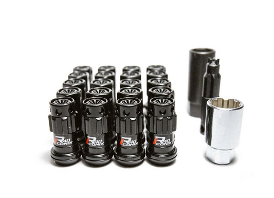 Project Kics 12X1.50 Black R40 Iconix Lug Nuts - 16+4 (Black Cap)