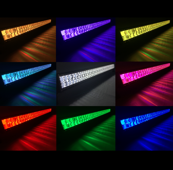 52" LED RGB Light Bar Dual Row 300 Watt Combo Ultra Accent Series Quad-Lock/Interlock