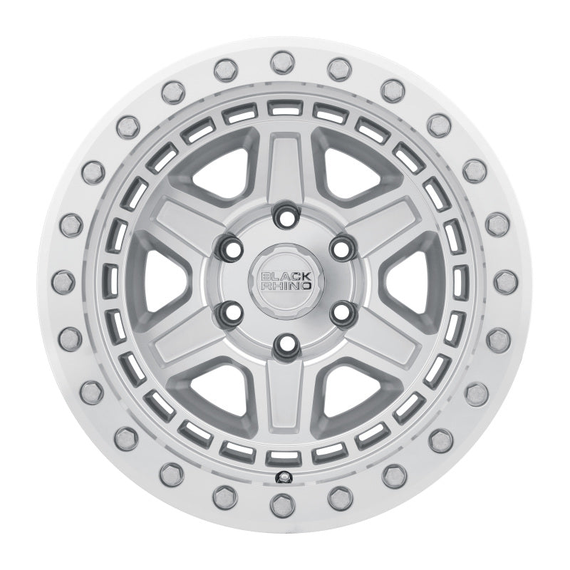 Black Rhino Reno Beadlock 17x8.5 6x139.7 ET-30 CB 112.1 Silver w/Mirror Face & Silver Bolts Wheel