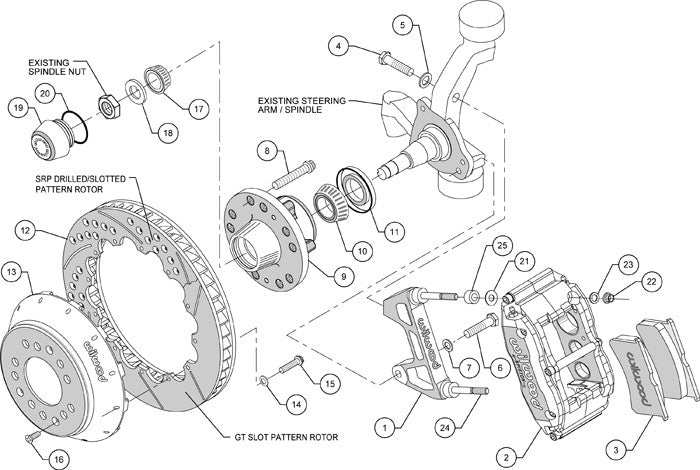 Wilwood Forged Narrow Superlite 6R Slotted Big Brake Front Brake Kit (Hub) 1974-1980 Ford Mustang II / Pinto (original disc brake spindle only)