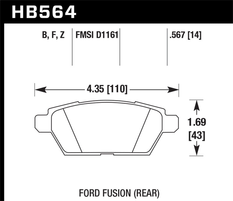 Hawk 2008-2012 Ford Fusion Hybrid HPS 5.0 Rear Brake Pads