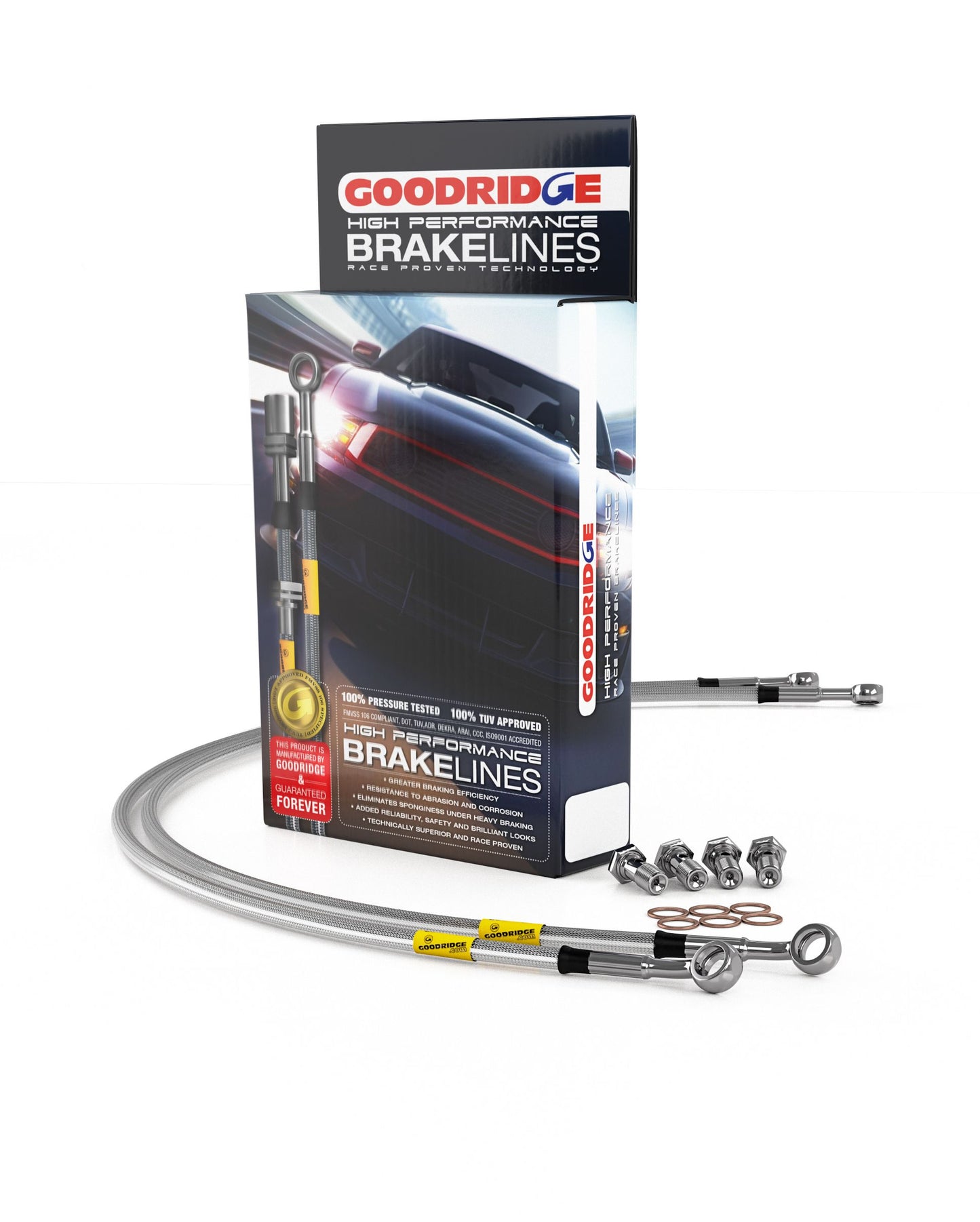 Goodridge Stainless Brake Line kit 2016–2022 Chevrolet Camaro SS 1LE (1SS w/1LE Brembo Red FR Monobloc Calipers)