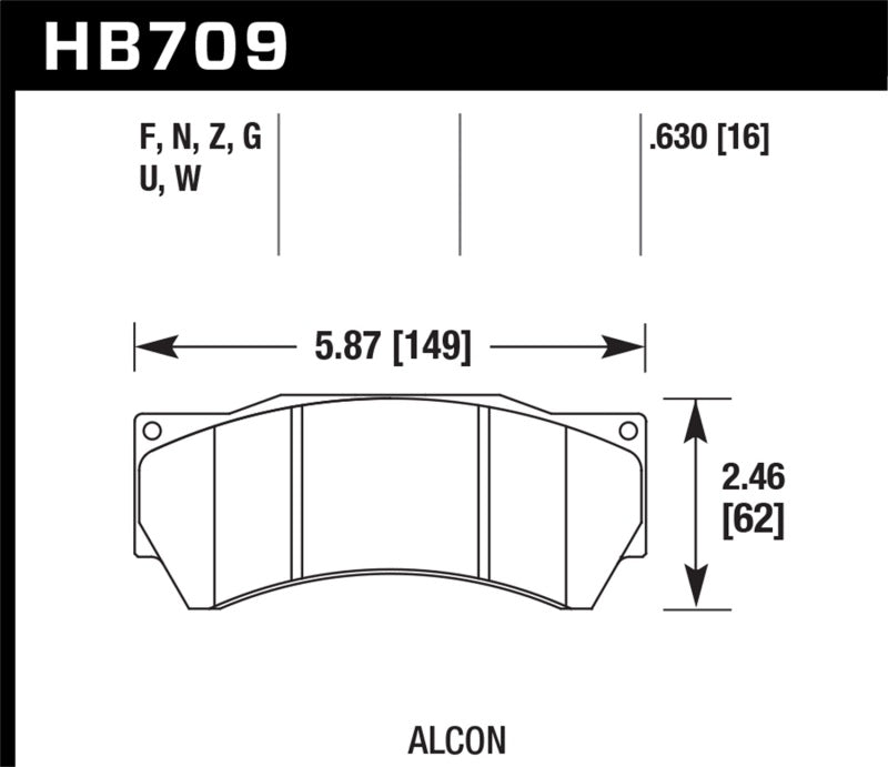 Hawk Performance Alcon Mono 6, Model 4497 HPS Street Brake Pads