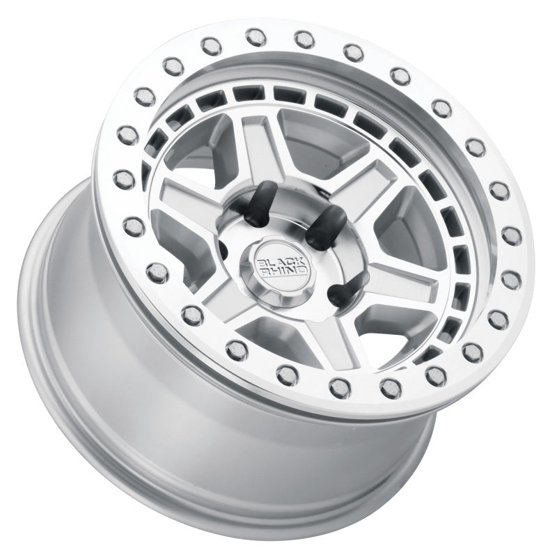 Black Rhino Reno Beadlock 17x8.5 6x135 ET00 CB 87.1 Silver w/Mirror Face & Silver Bolts Wheel