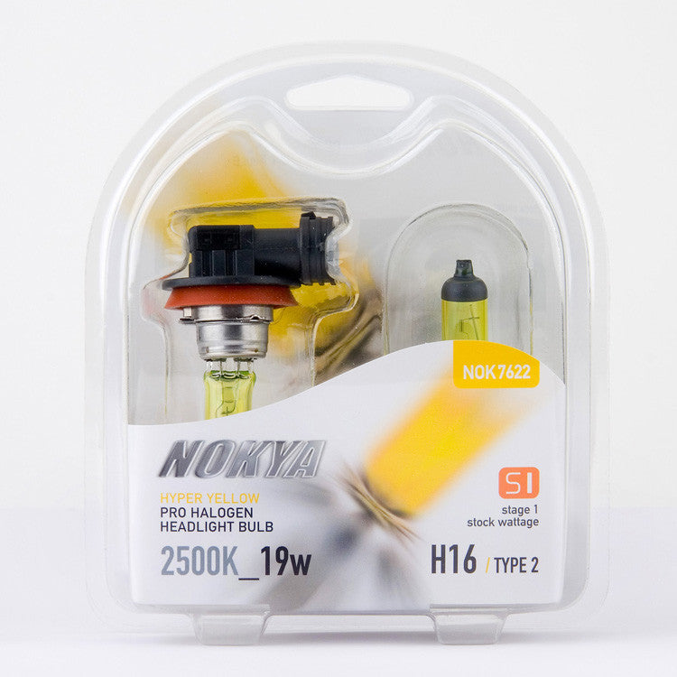 Nokya Hyper Yellow 2500K Stage 1 Halogen Bulb H16 19W